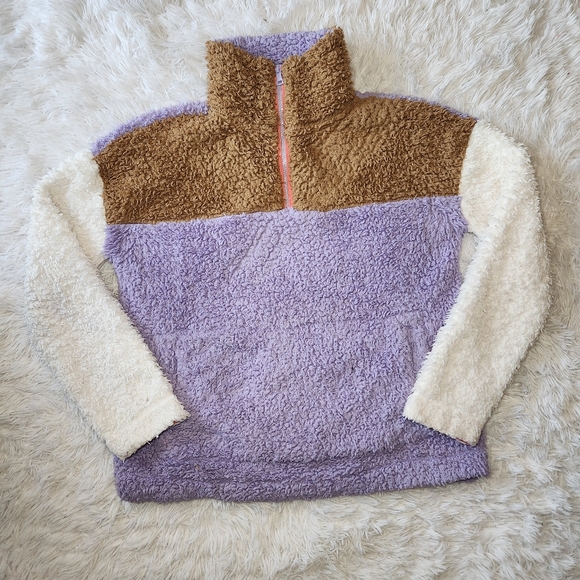 Gap Colorblock Sherpa Teddy 1/4 Zip Pullover Henley Sweater - Picture 4 of 10